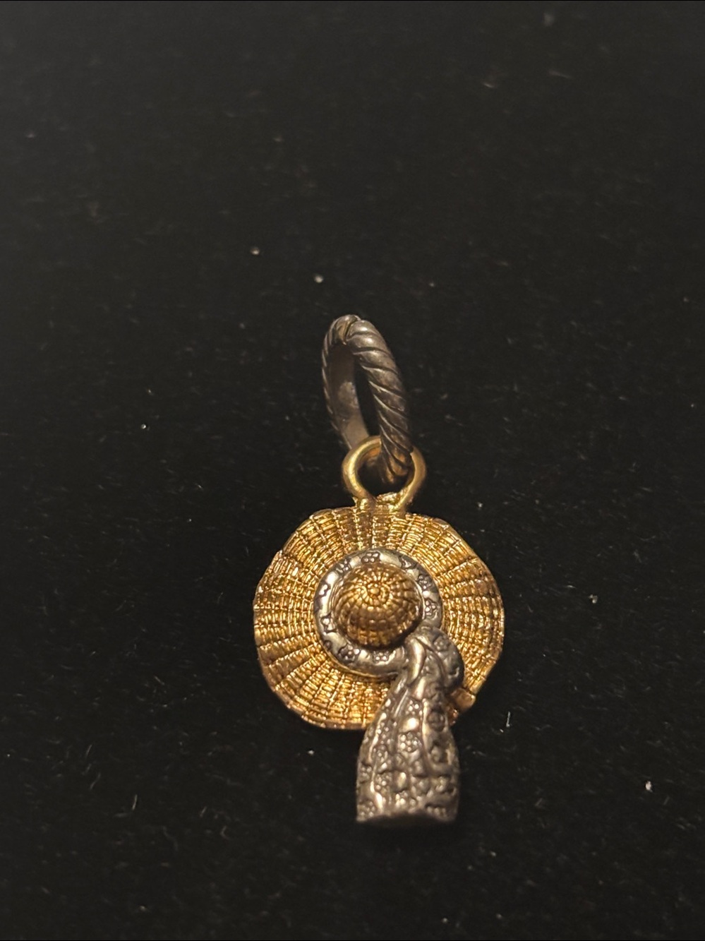 Brighton Gold and Silver Straw Hat Charm Pendant - Women Jewelry